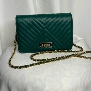 Bebe Crossbody Bag Green Gold Details